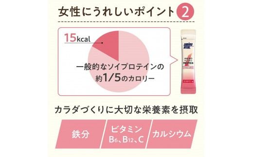 味の素 アミノバイタル アミノプロテイン for woman 30本 粉末 スティック アミノ酸 ソイプロテイン ストロベリー味 シェイカー不要 スピード吸収 運動 スポーツ コンディショニング 女性向け 飲みやすい ダイエット カロリー 持ち運び 便利 おすすめ 神奈川県 川崎市