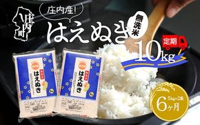 ＜1月中旬発送＞庄内米6か月定期便！はえぬき無洗米10kg（入金期限：2024.12.31）