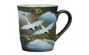 九谷焼　 マグカップ　金箔群鶴　山田登陽志作　a04 172111_CY2115