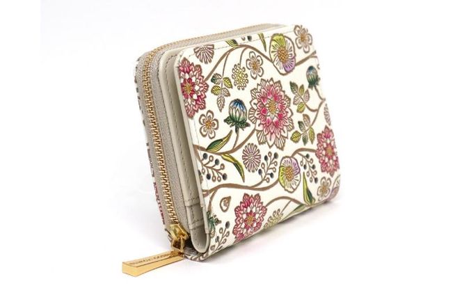 【文庫屋大関】二つ折りファスナーミニ財布 ダリア＜ベリーピンク＞【皮革工芸品】財布 二つ折り 小物 お札 カード 小銭 コンパクト 牛革 手作り 日本製 墨田区 東京都