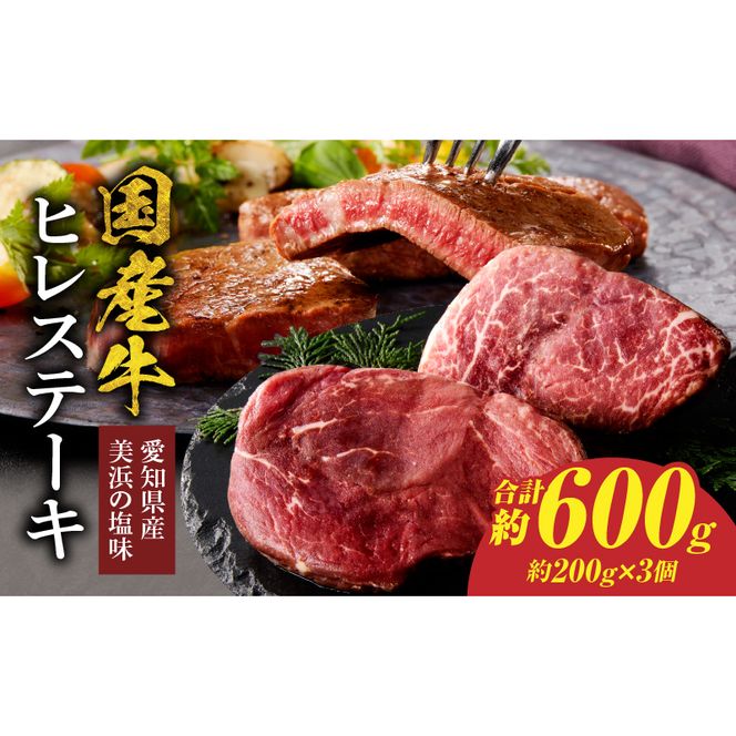 【食肉総合卸 丸正】国産牛ヒレステーキ 600ｇ 愛知県産美浜の塩味 ［153M18］ 