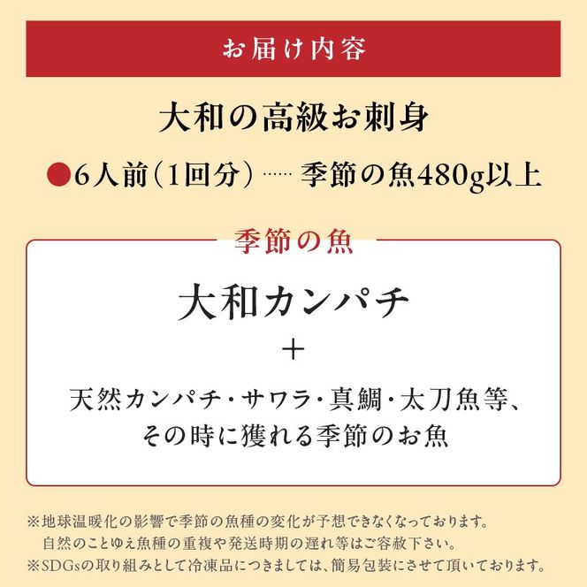 【単月お届け】大和海商　大和の高級お刺身　6人前　冷蔵　N072-YA4402_1