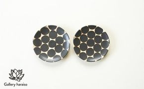 【沖縄のかわいい器】陶factory509 モノクロ皿小　ペア／黒丸