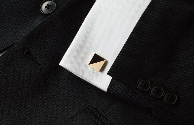 G2835 ジオメトリック・スクエアカフス ブラックシルバー