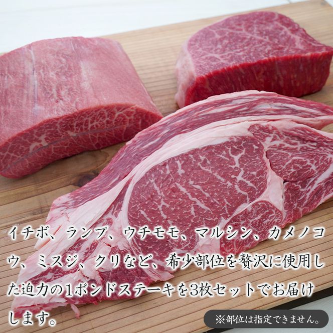淡路牛希少部位ステーキ 3ポンド食べ比べ 約450ｇ×3枚　ステーキ