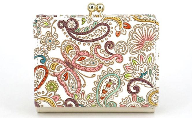 【文庫屋大関】三つ折りミニ財布　ペイズリー【皮革工芸品】 ファッション 小物 民芸品 お札 カード 小銭 手のひらサイズ コンパクト 大人かわいい 牛革 手作り 国産 