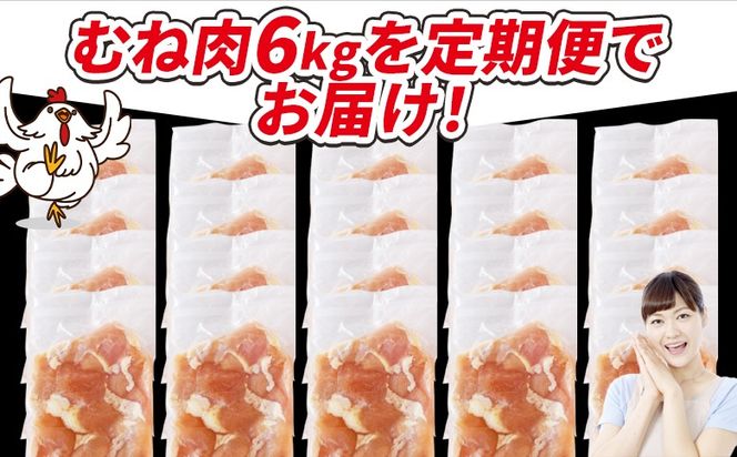 ＜宮崎県産若鶏切身 むね肉 6kg（300g×20袋）3か月定期便＞翌々月までに初回発送 【 からあげ 唐揚げ カレー シチュー BBQ 煮物 チキン南蛮 小分け おかず おつまみ お弁当 惣菜 時短 炒め物 簡単料理 】【b0797_it_x2】