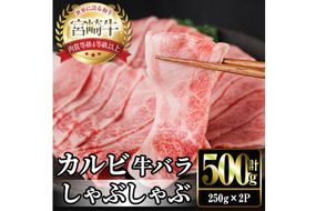 宮崎牛 カルビカット しゃぶしゃぶ (計500g・250g×2) しゃぶしゃぶ お肉 牛肉 黒毛和牛 宮崎牛 ブランド和牛 冷凍 国産 宮崎県産 カルビ バラ 【YM-34】【YAMATO株式会社】