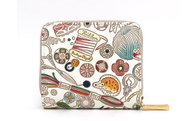 【文庫屋大関】二つ折りファスナーミニ財布 ソーイング【皮革工芸品】財布 二つ折り 小物 お札 カード 小銭 コンパクト 牛革 手作り 日本製 墨田区 東京都