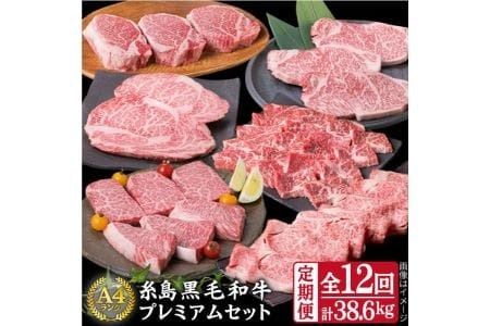 [全12回定期便]A4ランク 糸島 黒毛和牛 プレミアム セット 福岡県産 [糸島] [糸島ミートデリ工房] [ACA076] すき焼き 定期便 切り落とし しゃぶしゃぶ ステーキ 焼肉 赤身 黒毛和牛 国産