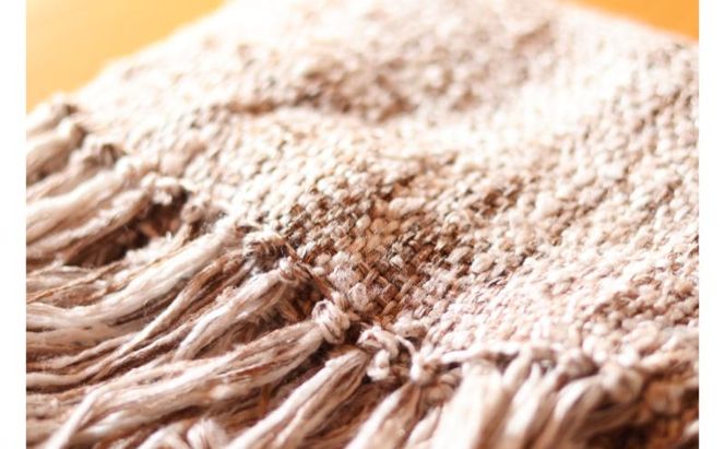 あったか ふんわり 柿渋染め手織りきびそマフラー シルク100％ ファッション レディース メンズ 防寒 新潟 