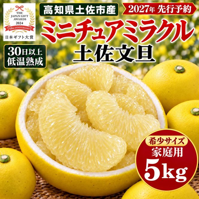 土佐文旦 ミニチュアミラクル 5kg 家庭用 超小玉 日本ギフト大賞受賞 文旦発祥の地 園主こだわり 希少サイズ 小玉よりさらに小さい 高知県土佐市産 高知県産 国産 5キロ ぶんたん みかん 柑橘類 高級フルーツ 果物 産地直送 お取り寄せ ギフト 先行予約 やの一果彩[BQAC026]
