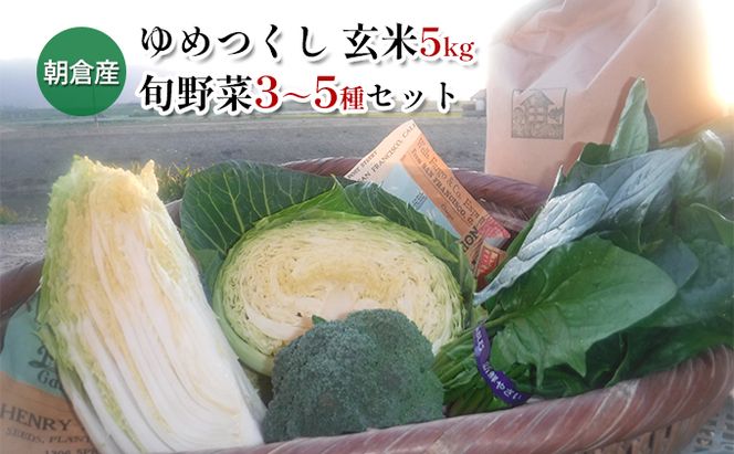 米 5kg 季節野菜 セット 玄米 ゆめつくし お米 詰合せ 福岡県産 