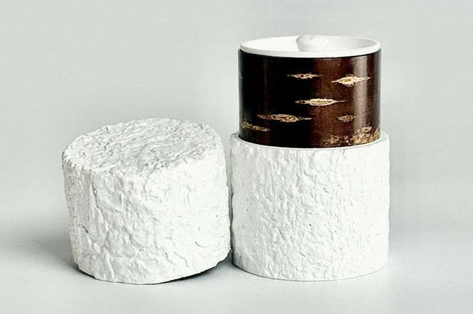 角館樺細工《冨岡商店》茶筒 マットバーク ホワイト スリム M 角館工芸協同組合|02_kdk-0j0001b