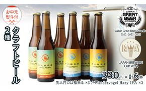 【 お中元 熨斗付 】 2年連続！《 ジャパン・グレートビア・アワーズ 受賞 》 クラフトビール 2種 計 6本 セット 飲み比べ 茨城県産 牛久醸造場 330ml × 6本 ビール 地ビール クラフト お酒 贈り物 御中元 夏ギフト [BJ051us] 
