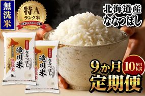 【11月発送】特A 北海道滝川産 ななつぼし 無洗米 10kg 9ヵ月定期便[R8年産]お米マイスター 新米 単一米 産地限定米 ブランド米 北海道米 北海道産 白米 精米 米 こめ お米 ご飯 おにぎり 道産 送料無料 むせんまい 限定