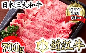 【カメチク】近江牛すき焼きしゃぶしゃぶ用700g【FK02W】（国産牛　和牛　ブランド牛　ブランド和牛　黒毛和牛　牛肉　肉　高級　人気　おすすめ　神戸牛　松阪牛 に並ぶ 日本三大和牛 近江牛）
