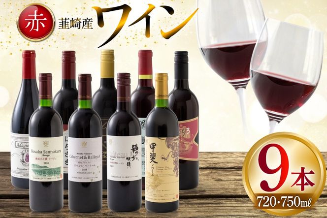 ワイン 赤ワイン好き必見！ 韮崎産 赤ワイン 9本 飲み比べ セット 750ml 8本 720ml 1本 [株式会社まあめいく 山梨県 韮崎市 20745325] ワイン Wine わいん 飲み比べセット お酒 酒 山梨ワイン セット