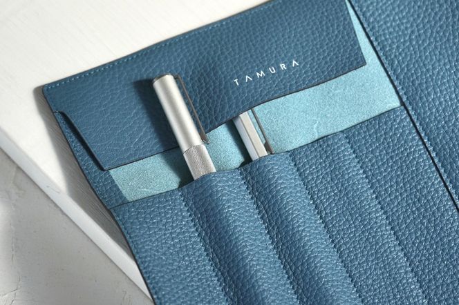 本革 ロールペンケース ブルージーン｜革 レザー ステーショナリー インテリア 文房具 メンズ レディース 男女兼用 田村製作所 大阪府守口市 [2308]