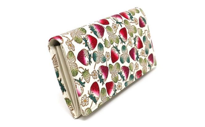 【文庫屋大関】束入れ いちご【皮革工芸品】 財布 お札 お札入れ 長財布 カード 小銭 牛革 手作り 日本製 墨田区 東京都