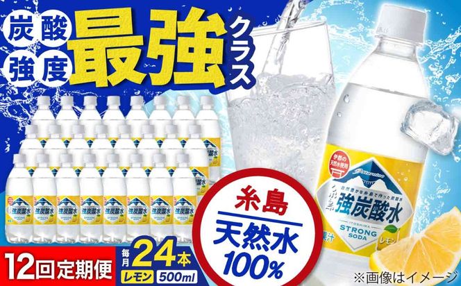 【全12回定期便】強炭酸水 レモン 500ml × 24本 糸島市 / スターナイン 炭酸水 国産 [ARM014] 炭酸水 500ml 24本 送料無料 レモン 国産 炭酸 常温