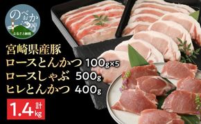 豚ロースとんかつ100g×5ロースしゃぶ500gヒレとんかつ400g計1.4kg N0147-YA674