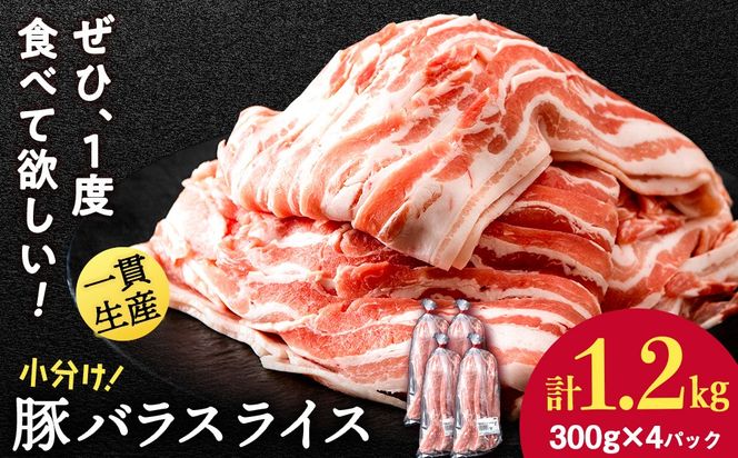 北海道産 白老豚 バラ スライス 300g×4パック BV008