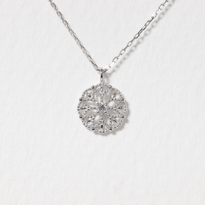 プラチナ 0.01ct フラワーダイヤモンドペンダント　BQ-222