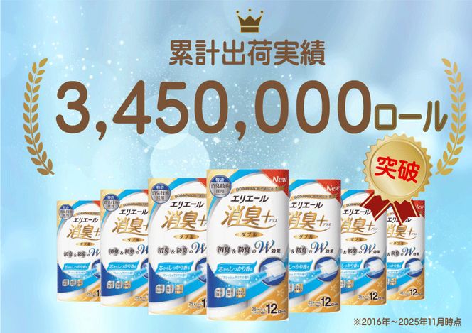 エリエール【少量1パック】 消臭＋トイレットティシュー ダブル 25m 12R 1パック 最短 10日以内配送 最短配送 紙 防災 常備品 備蓄品 消耗品 備蓄 日用品 生活必需品 赤平市