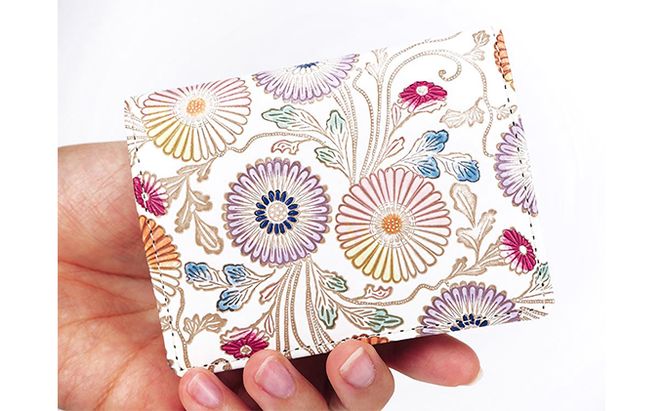 【文庫屋大関】箱まち小銭入れ　更紗菊【皮革工芸品】 ファッション小物 財布 民芸品 
