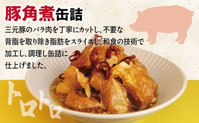 020C578 豚角煮缶詰 12缶セット【三元豚 豚バラ肉 おかず おつまみ 防災 備蓄 非常食 防災缶 長期保存】