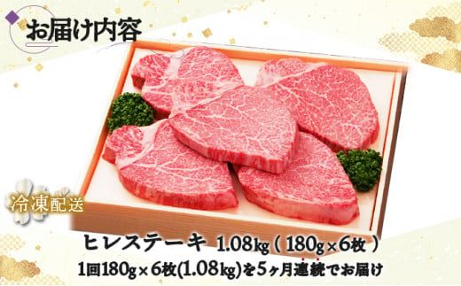 【5回定期便】180g×6枚 佐賀牛ヒレ