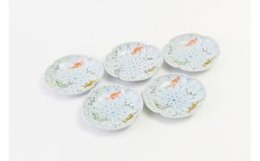 5寸モッコ型皿揃　網魚文（5枚組） 172111_CY19004