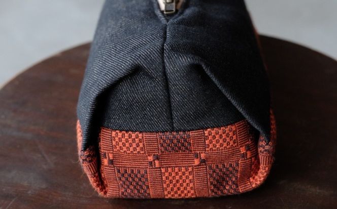 ヤシラミ花織 ワインバッグ 格子モダン (焦茶・濃オレンジ系織物) ボトルバッグ ワインケース ワインクーラー 保冷 おしゃれ 沖縄市 / FABRIC SHOP MINAMI[BCCS003-02]