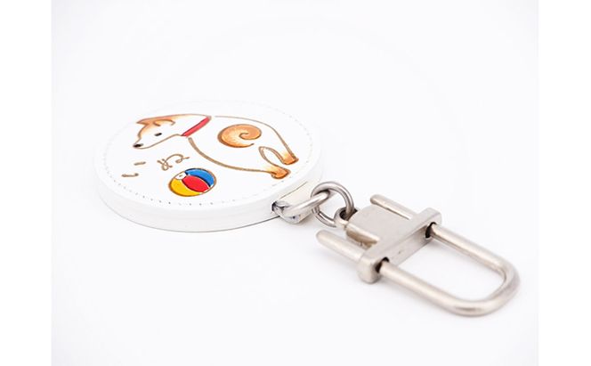 文庫屋大関 干支キーホルダー 戌 ドアに冷蔵庫にペタリ 干支 キーホルダー マグネット入り 磁石入り 革製品 革小物 革製 日用品 雑貨 小物雑貨 マグネット 磁石 工芸品 民芸品 伝統工芸品 東京 東京都 墨田区