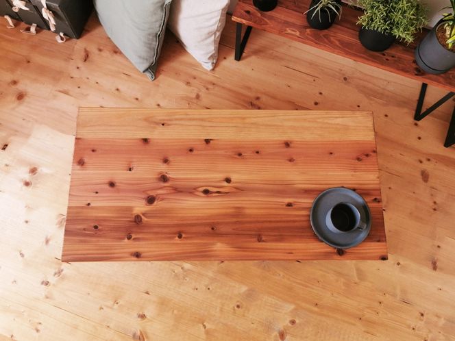 無垢材 折りたたみ ローテーブル ライトブラウン 圧着タイプ 90cm×45cm