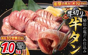 厚切り牛タン塩味 1kg（500g×２パック） 焼肉 BBQ 【767】