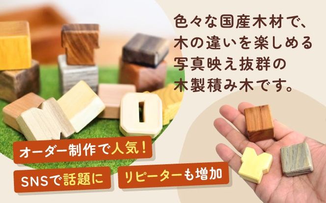 無着色のおなまえ積み木 オーダー つみき 名入れ 愛西市 / 木工処Pomsfactory[AEDI002]