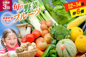 【CF01】BF057 【3回定期便】旬の野菜・フルーツ (12〜14品目)・卵 (6個) おまかせ セット【 野菜 果物 卵 やさい くだもの 果物 タマゴ たまご 詰め合わせ 江戸屋 長崎県 島原市 】