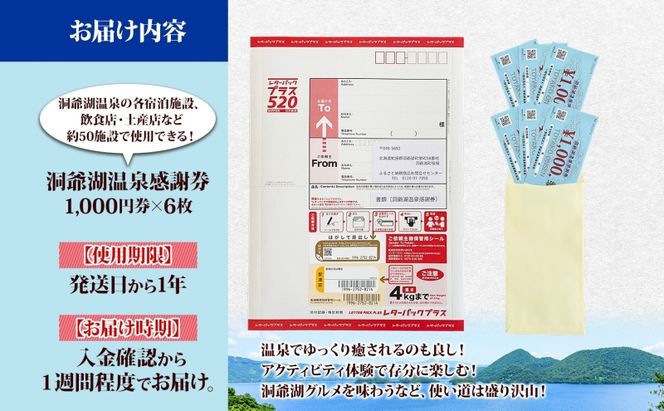 洞爺湖温泉感謝券 6000円 分 金券 クーポン 洞爺湖 湖 温泉 リゾート 有珠山 火山 自然 花火 イルミネーション 旅行 観光 宿泊 施設 北海道 