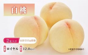 桃 2026年 先行予約 白桃 等級: ロイヤル 糖度12.0度以上 2玉入り 合計500g前後 もも モモ 岡山県産 国産 フルーツ 果物 ギフト [№5735-3460]