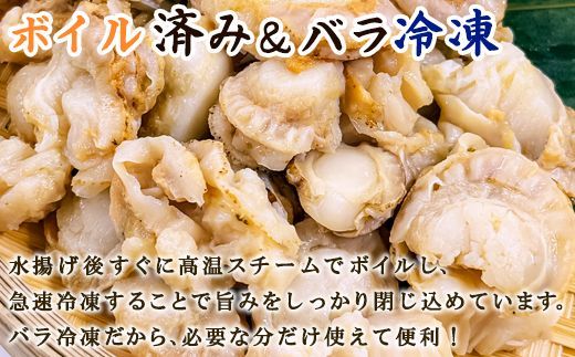 訳あり 北海道産 ベビーボイルホタテ 3kg （1kg×3袋） 不揃い 加熱用 冷凍 ホタテ 帆立