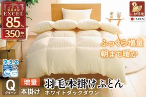 【冬用】 洗える 羽毛布団 本掛け 増量 クイーン ホワイトダックダウン 85％ 1.8kg 無地 アイボリー [川村羽毛 山梨県 韮崎市 20745482] かけ布団 冬 掛け布団   布団 ふとん 羽毛 掛布団 寝具 4つ星 エクセルゴールドラベル ダウンケット 日本製 国産 抗菌 防臭 送料無料