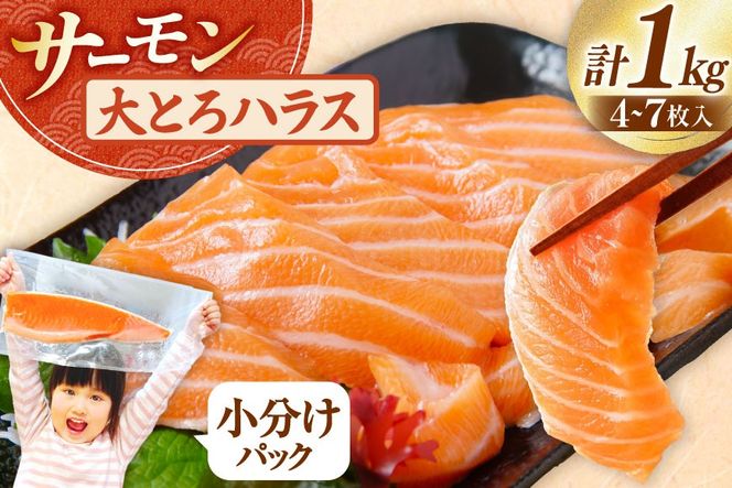 訳あり サーモン 刺身 トロ ハラス フィーレ 無添加 総重量1kg [足利本店 宮城県 気仙沼市 20564915] 魚 魚介類 海鮮 さけ サケ シャケ 鮭 お刺し身 刺し身 はらす 鮭ハラス 個包装 骨取り 魚介 小分け 生食用 真空パック
