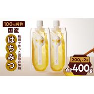 【愛知県小牧市】桃畑で作った完熟非加熱はちみつ200g×2本 パウチ入り ポスト便［055A28］