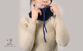 G3576 100％ピュアカシミヤ・スヌード・ネックウォーマー ダークネイビー【高級 カシミア おしゃれ ファッション 防寒 かしみあ】