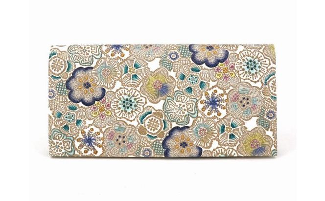 【文庫屋大関】束入れ 春らんまん＜瑠璃＞【皮革工芸品】 財布 お札 お札入れ 長財布 カード 小銭 牛革 手作り 日本製 墨田区 東京都