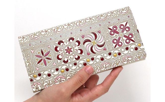 【文庫屋大関】束入れ 錦紗＜ピンク＞【皮革工芸品】 財布 お札 お札入れ 長財布 カード 小銭 牛革 手作り 日本製 墨田区 東京都