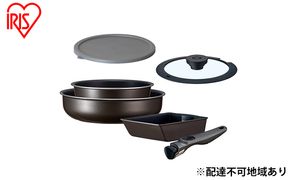 フライパン セット 深型 6点 セット 取っ手が取れる TERACOAT EHDC-S6S アイリスオーヤマ IH ih ガス IH対応 鍋 エッグパン 深型フライパン 蓋 調理器具 オーブン調理 ギフト プレゼント 贈答品 贈答 贈り物 