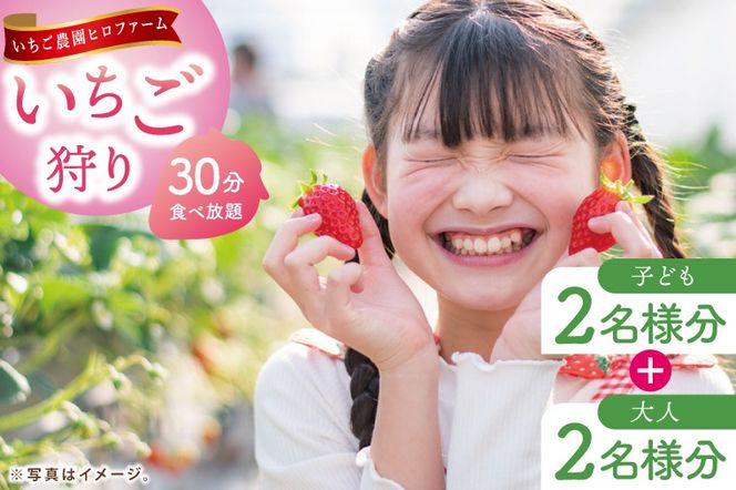 いちご狩り大人2名子供2名【埼玉県 春日部 いちご狩り 家族チケット 体験 型観光農園】（DI011）